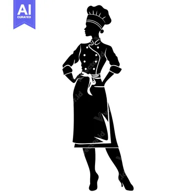 Aset premium populer: Silhouette of a Female Chef with Hands on Hips