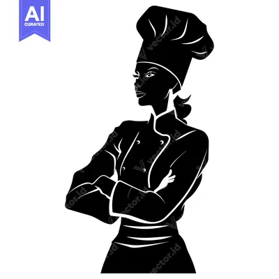 Aset premium populer: Silhouette of a Female Chef with Crossed Arms