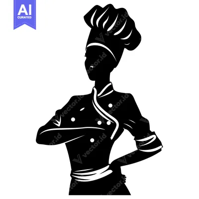 Popular premium asset: Silhouette of a Female Chef with Arms Crossed