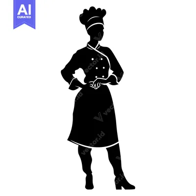 Aset premium populer: Silhouette of a Female Chef Standing with Hands Crossed