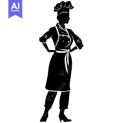 Popular premium asset: Silhouette of a Female Chef with Hands on Hips