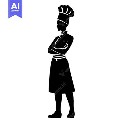 Aset premium populer: Silhouette of a Female Chef with Arms Crossed