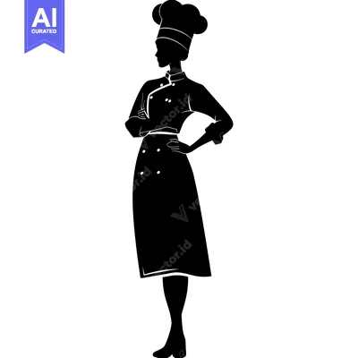 Aset premium populer: Silhouette of a Female Chef with Arms Crossed and Hand on Hip