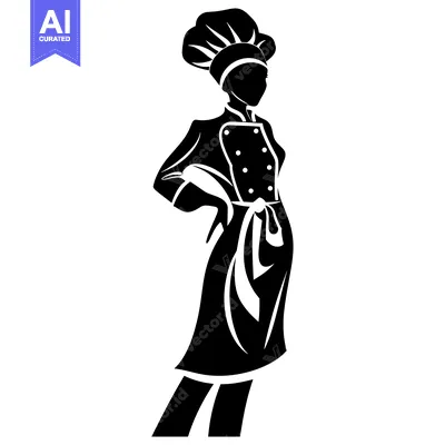 Popular premium asset: Silhouette of a Female Chef Wearing a Tall Hat