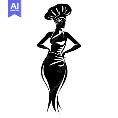 Popular premium asset: Black and White Silhouette of a Woman Wearing a Chef's Hat