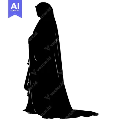 Aset desain premium: Silhouette of a woman in a long dress and a veil, standing