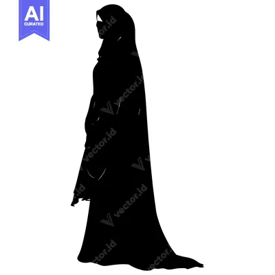 Silhouette of a Woman Wearing a Hijab and Abaya