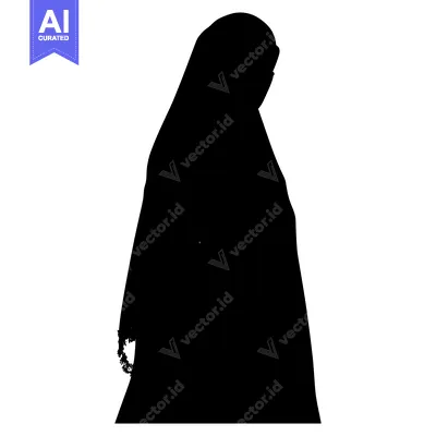 Silhouette of a Woman Wearing a Hijab