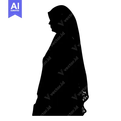 Aset premium populer: Silhouette of a Woman Wearing a Hijab