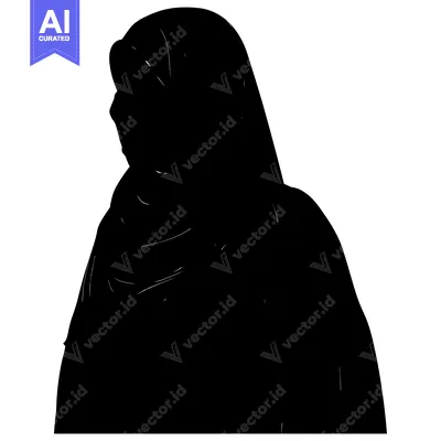 Silhouette of a Woman Wearing a Hijab