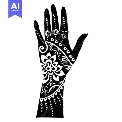 Popular premium asset: Black and White Hand with Intricate Floral Henna Design