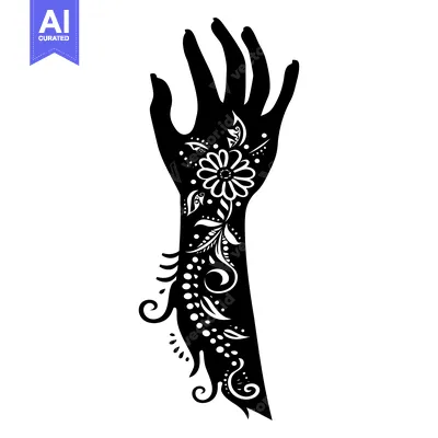 Popular premium asset: Black and White Silhouette of a Hand with Floral Design