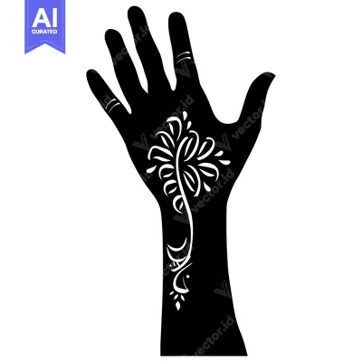 Popular premium asset: Black Silhouette of a Hand with a Floral Henna Tattoo