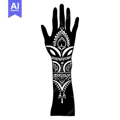 Popular premium asset: Black and White Silhouette of a Hand with Intricate Mehndi Design