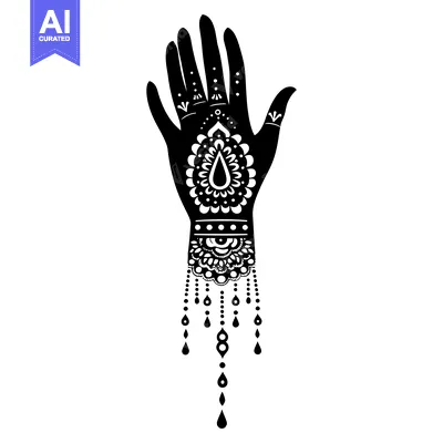 Aset premium populer: Hand with Elaborate Intricate Henna Design