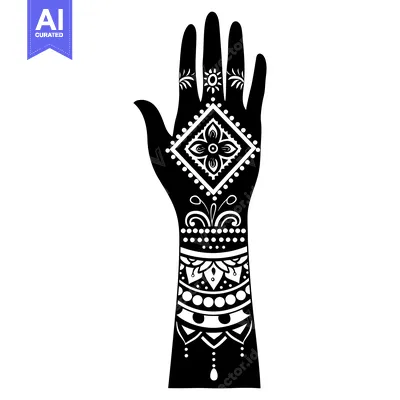 Premium design asset: A Hand with Intricate Henna Tattoo Designs