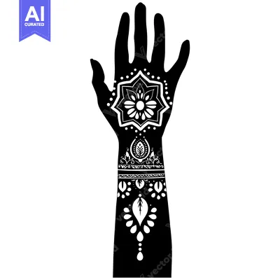 Aset premium populer: Hand with Intricate Floral and Geometric Mehndi Design
