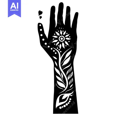 Popular premium asset: Black and White Silhouette of a Hand with a Flower Design