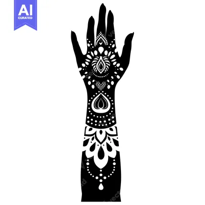 Aset premium populer: Black and White Hand with Intricate Mandala Design