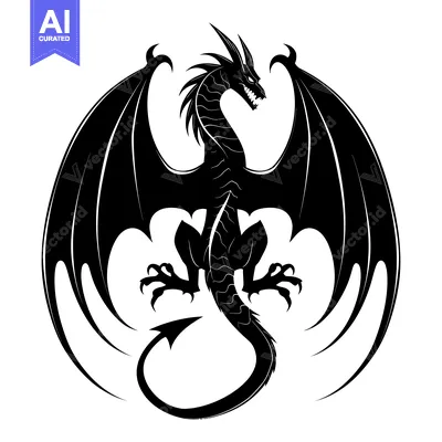 Popular premium asset: Black Silhouette of a Dragon with Spread Wings