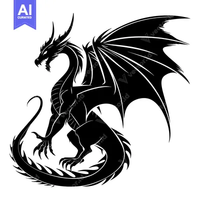 Popular premium asset: Black Silhouette of a Dragon with Wings Spread