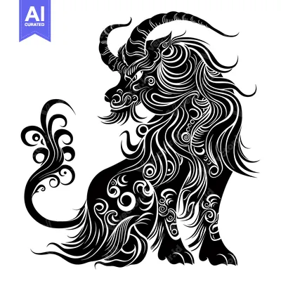 Aset premium populer: Intricately Detailed Black and White Illustration of a Mythical Beast