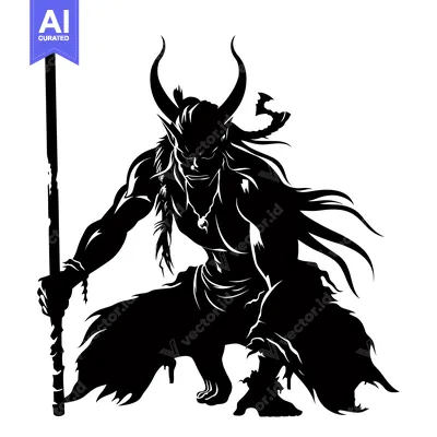 Popular premium asset: Silhouette of a Demon Warrior Holding a Weapon