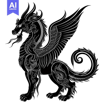 Popular premium asset: Black and White Ornate Dragon with Wings