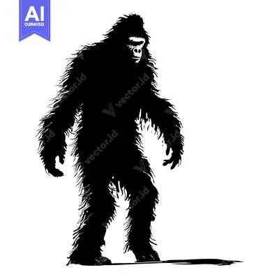 Silhouette of a hairy bipedal creature with a human-like face