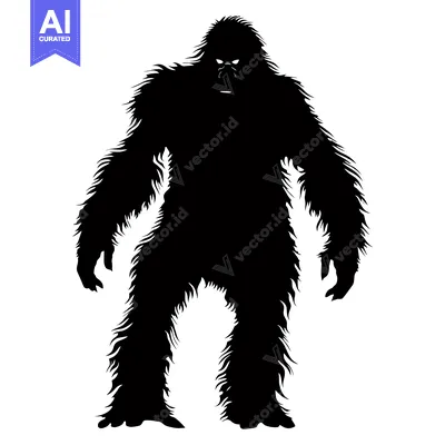 Black and White Silhouette of a Standing, Furry Creature