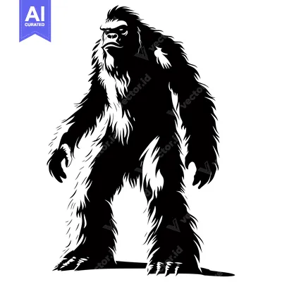 Aset premium populer: Black and White Illustration of a Bigfoot-like Creature