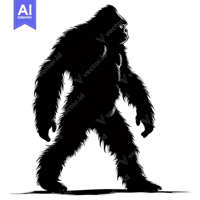 Aset premium populer: Silhouette of a hairy, bipedal creature walking