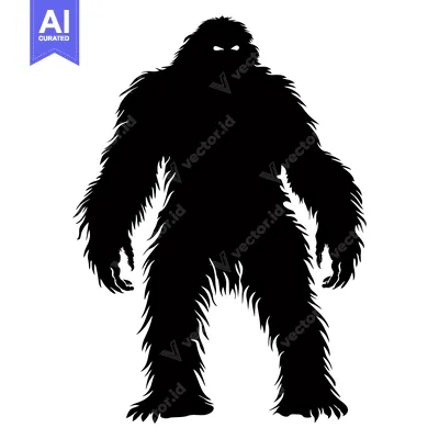 Popular premium asset: Black and White Silhouette of a Bigfoot Monster