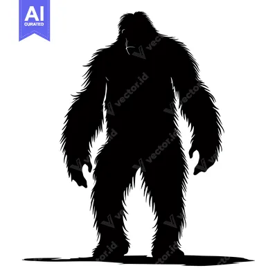 Silhouette of a Furry Upright Primate with Arms at Sides