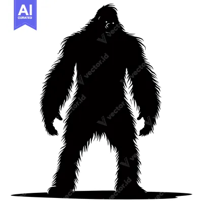 Popular premium asset: Black and White Silhouette of a Bigfoot-like Creature