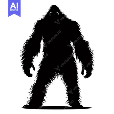 Aset premium populer: Black and White Silhouette of a Bigfoot Standing Tall