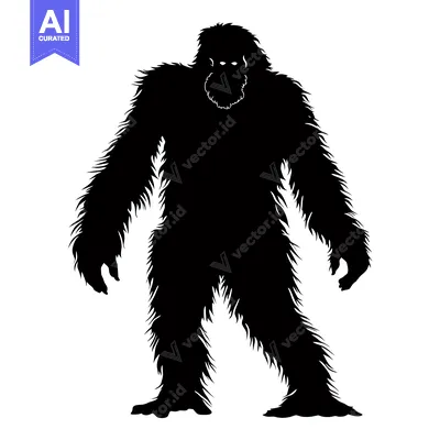 Black and White Silhouette of a Standing Bigfoot