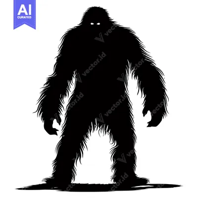 Aset premium populer: Silhouette of a Standing Bigfoot with White Eyes