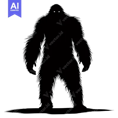 Premium design asset: Silhouette of a Bigfoot, a Mythical Creature, Standing Tall