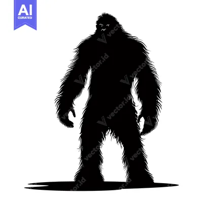 Popular premium asset: A Silhouette of Bigfoot Standing Tall