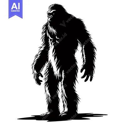 Aset premium populer: A Black and White Silhouette of a Bigfoot Standing