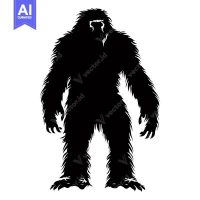 Aset premium populer: A Black and White Silhouette of a Bigfoot