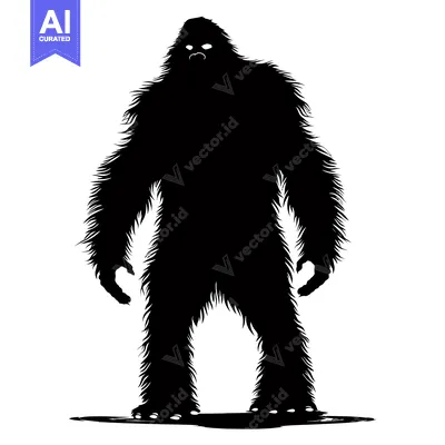 Black and White Silhouette of a Standing Bigfoot