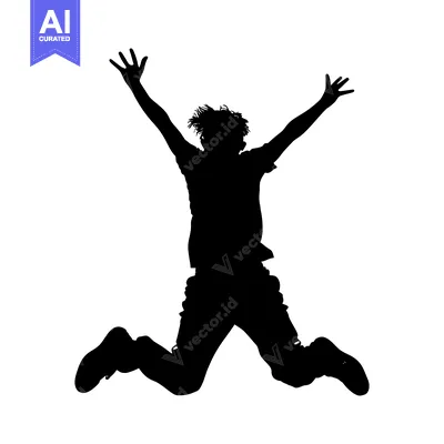 Aset premium populer: Silhouette of a person jumping with arms outstretched