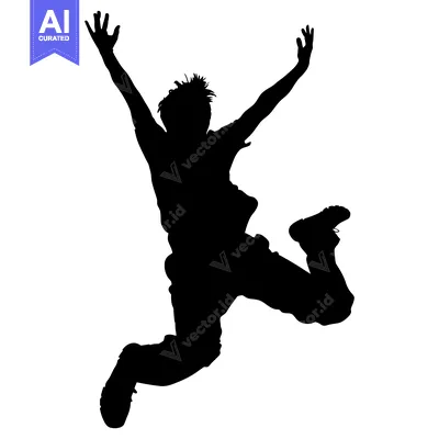 Premium design asset: Silhouette of a Person Jumping with Arms Raised