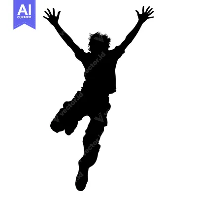 Aset premium populer: Silhouette of a Person Jumping with Arms Raised
