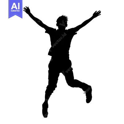 Popular premium asset: Silhouette of a Person Jumping with Arms Outstretched