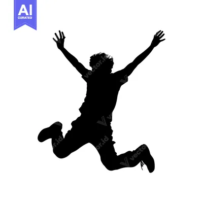 Silhouette of a person jumping with arms outstretched