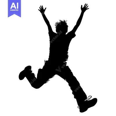 Aset premium populer: Silhouette of a Man Jumping with Arms Raised
