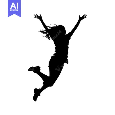 Aset premium populer: Silhouette of a Woman Jumping with Arms Raised